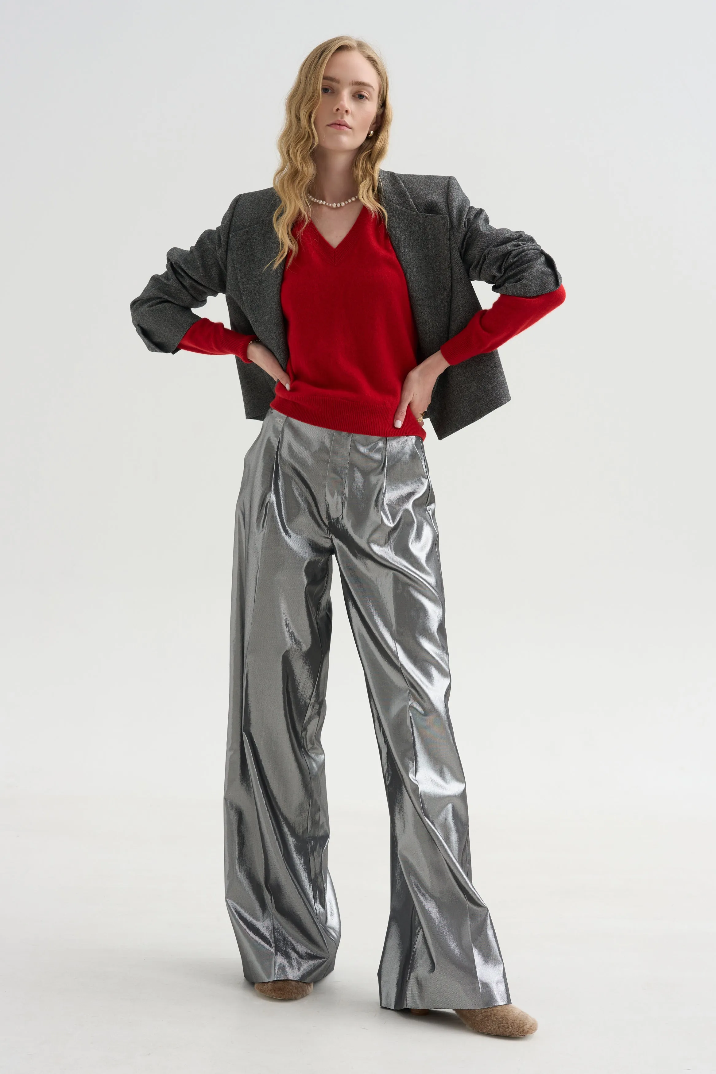 V-Neck Sweater, Red sold by Kick Pleat