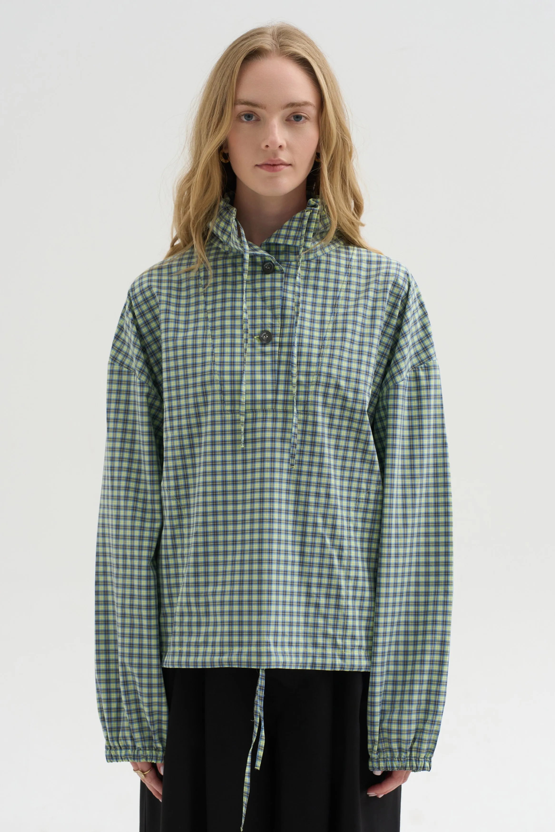 Checked Poplin Blouse with High Neck, Acid sold by Kick Pleat product image thumbnail 2