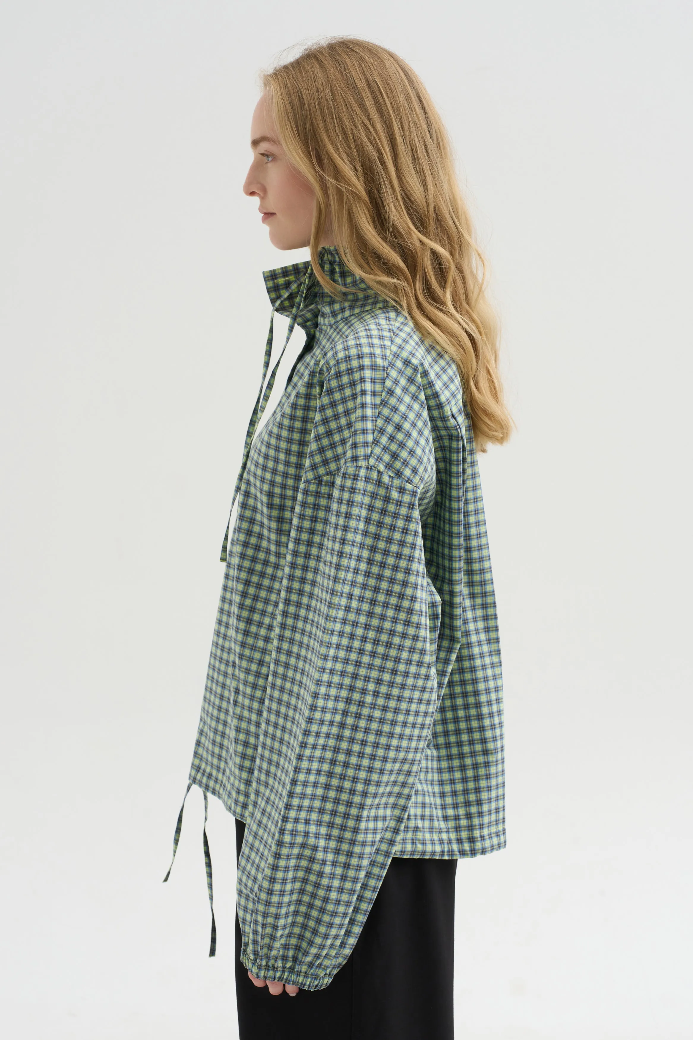 Checked Poplin Blouse with High Neck, Acid sold by Kick Pleat product image thumbnail 3