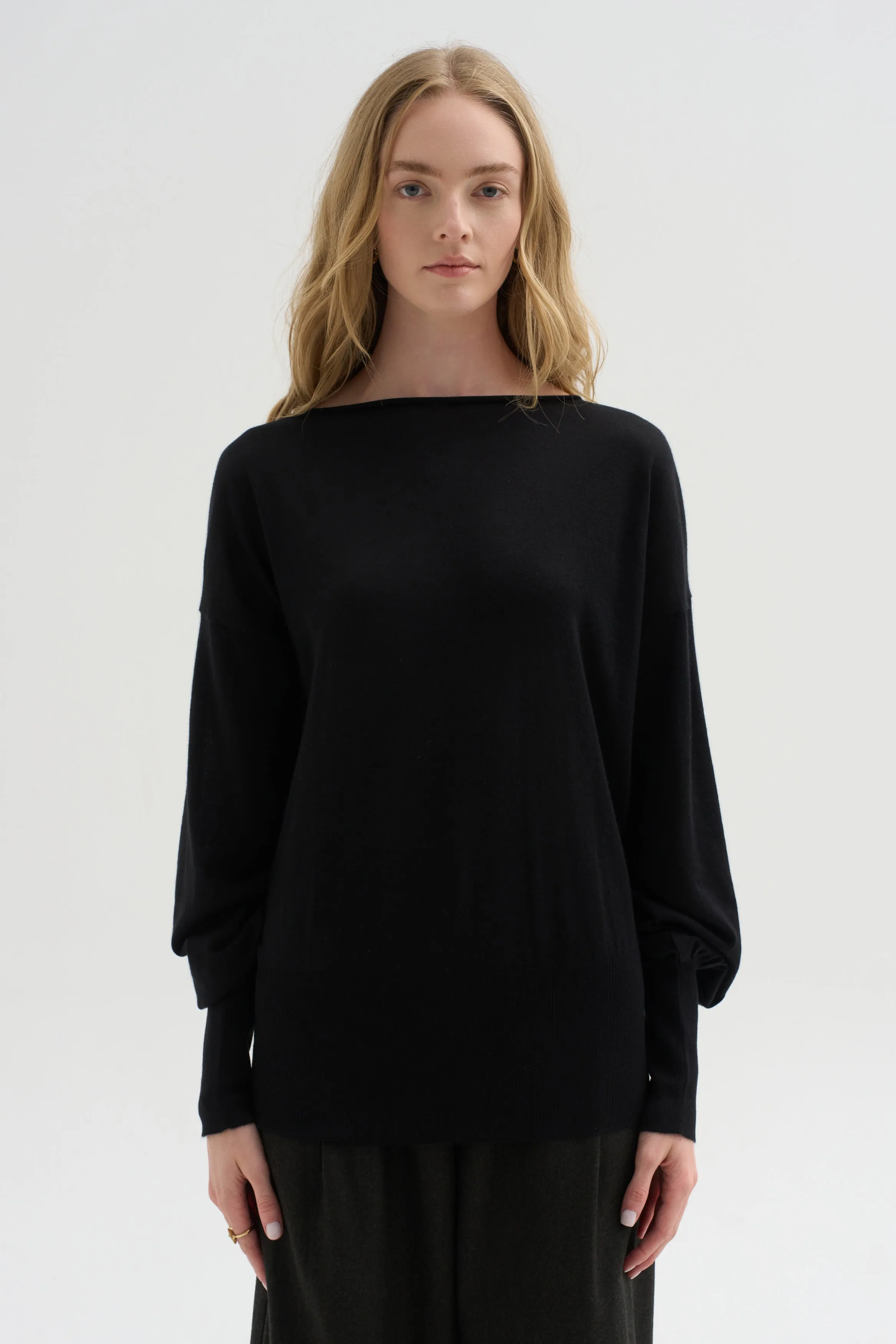 Long Sleeve Blouse Sweater, Black sold by Kick Pleat product image thumbnail 2