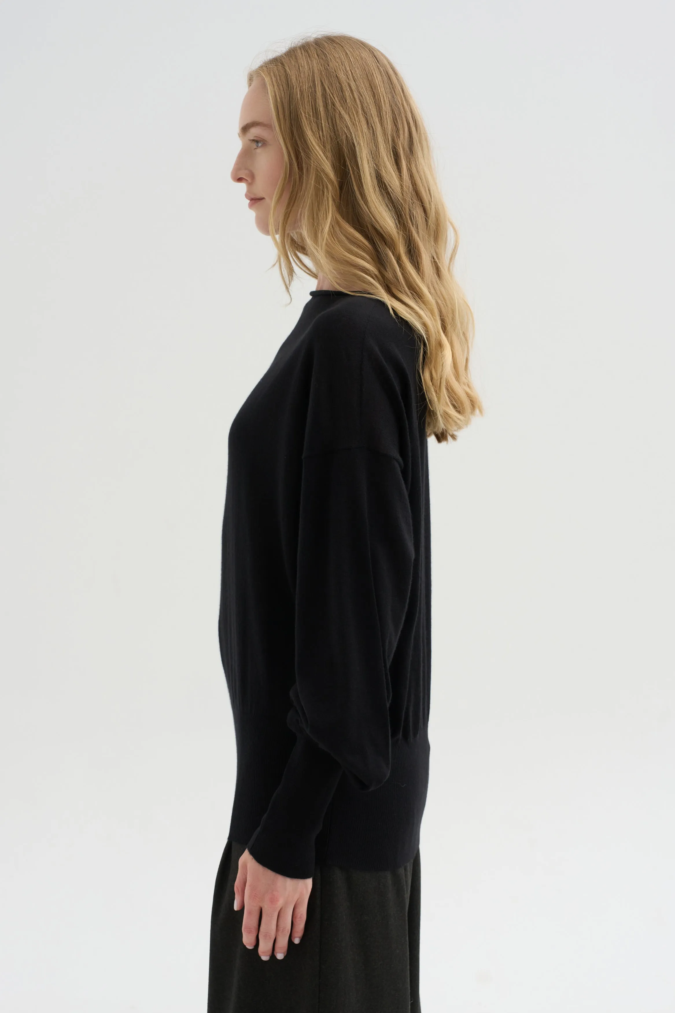Long Sleeve Blouse Sweater, Black sold by Kick Pleat product image thumbnail 3