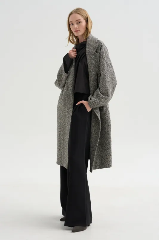 Oversized Coat, Black & White made by Dusan