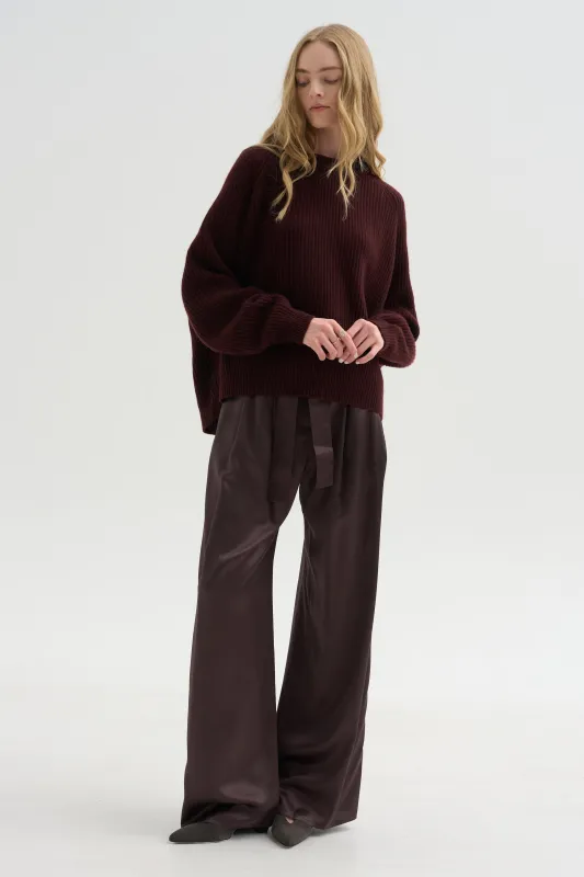 Wide Leg Pants with Belt, Black Wood made by Dusan