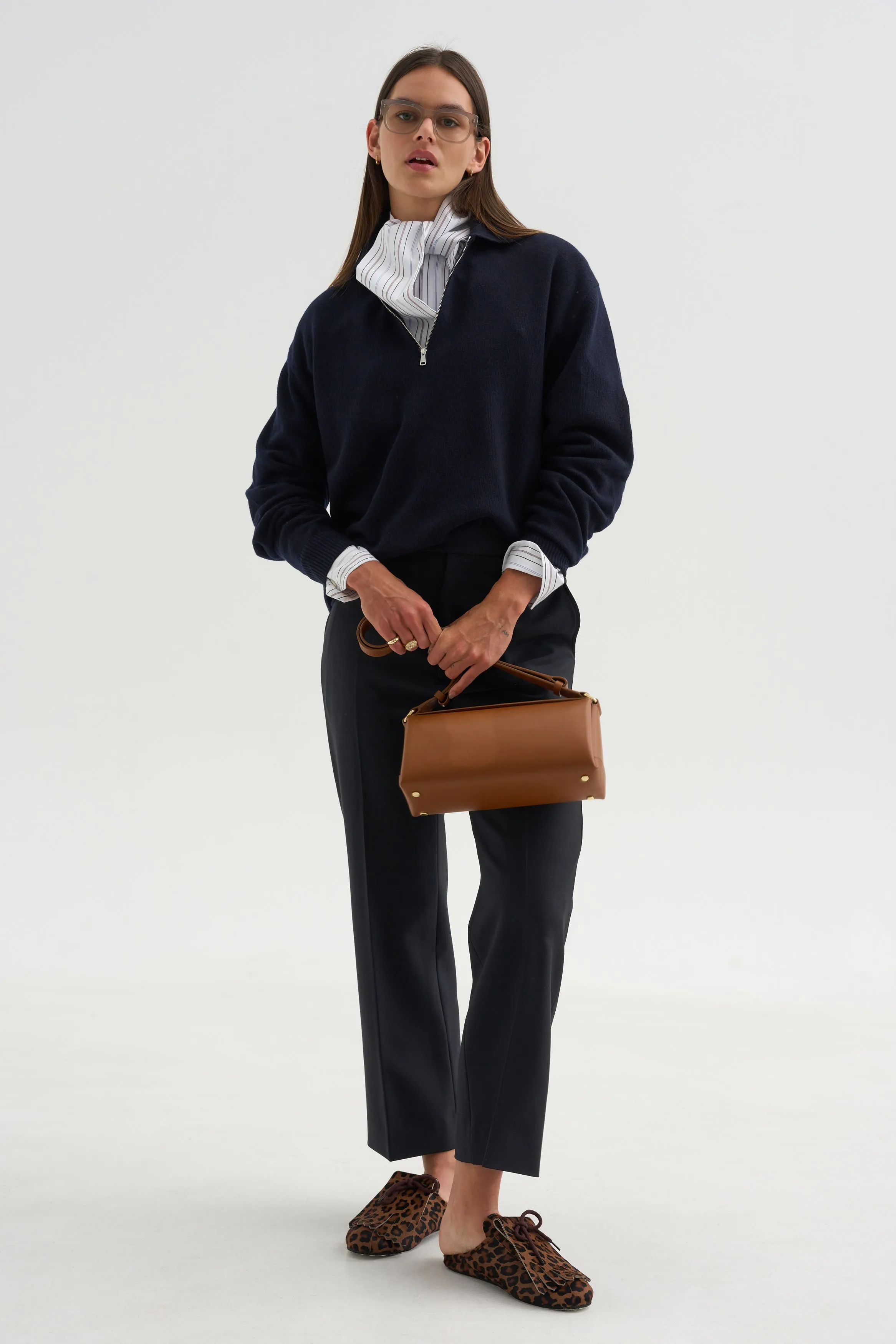Long Sleeve Polo Shirt With Zipper, Navy sold by Kick Pleat product image thumbnail 5