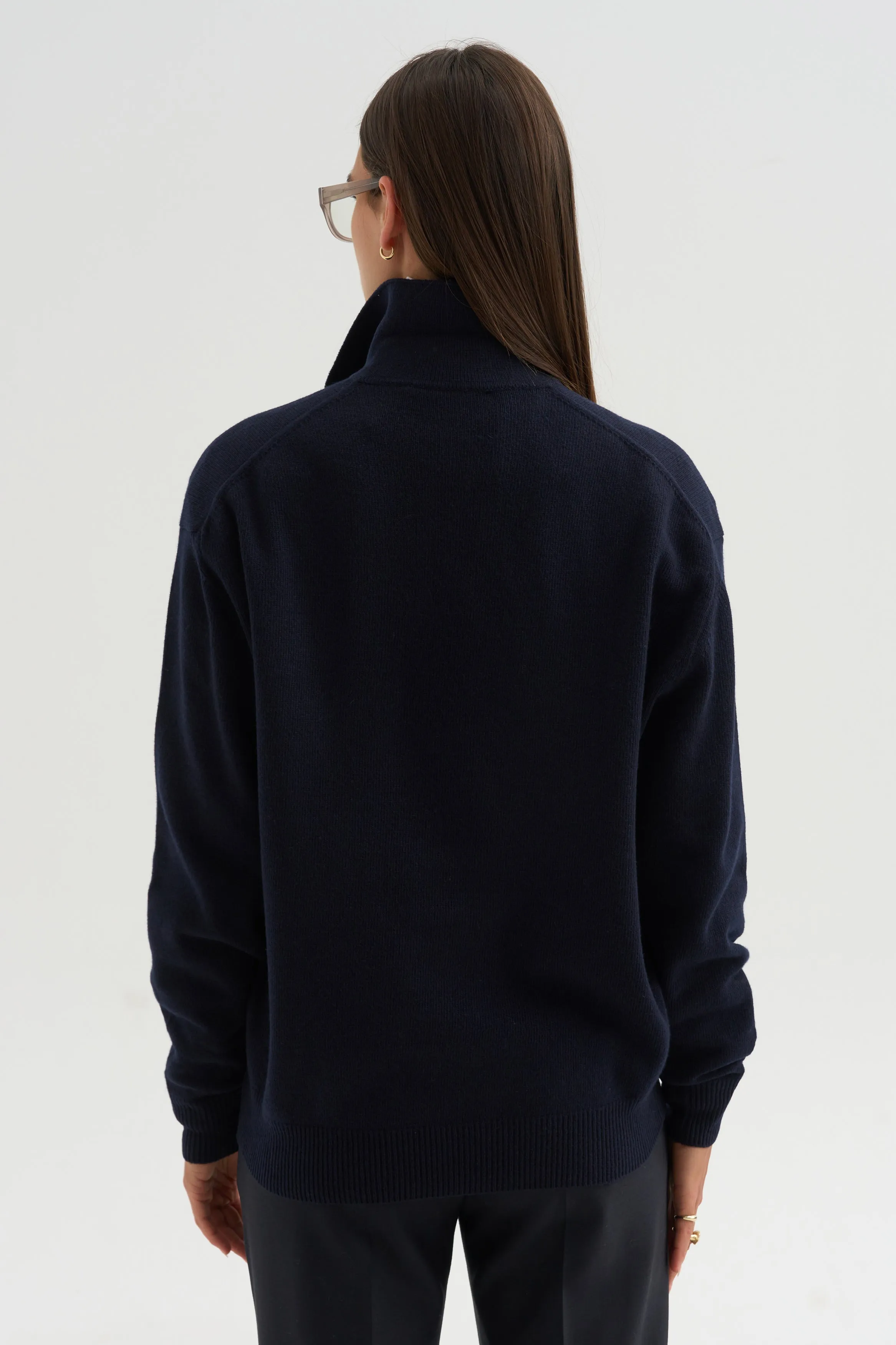 Long Sleeve Polo Shirt With Zipper, Navy sold by Kick Pleat product image thumbnail 4