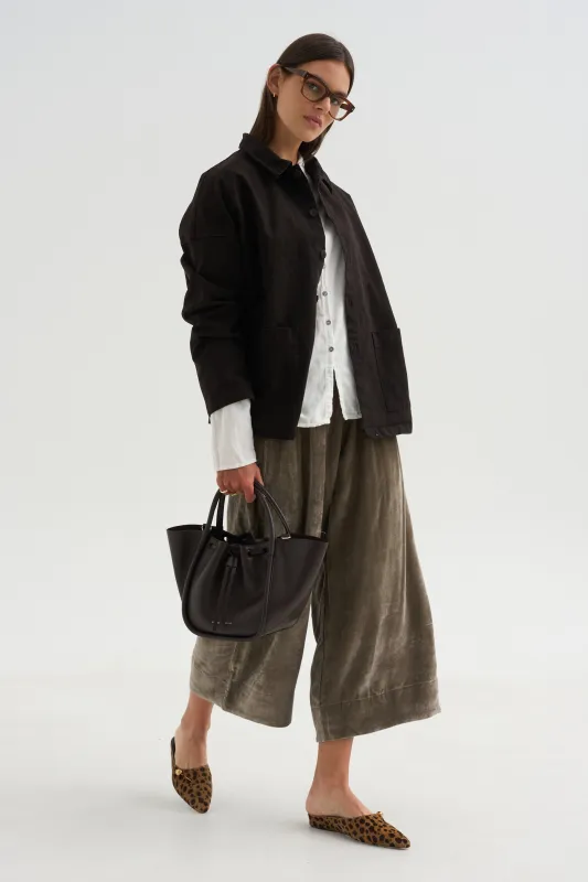 Wide & Long Trouser, Taupe made by Album di Famiglia