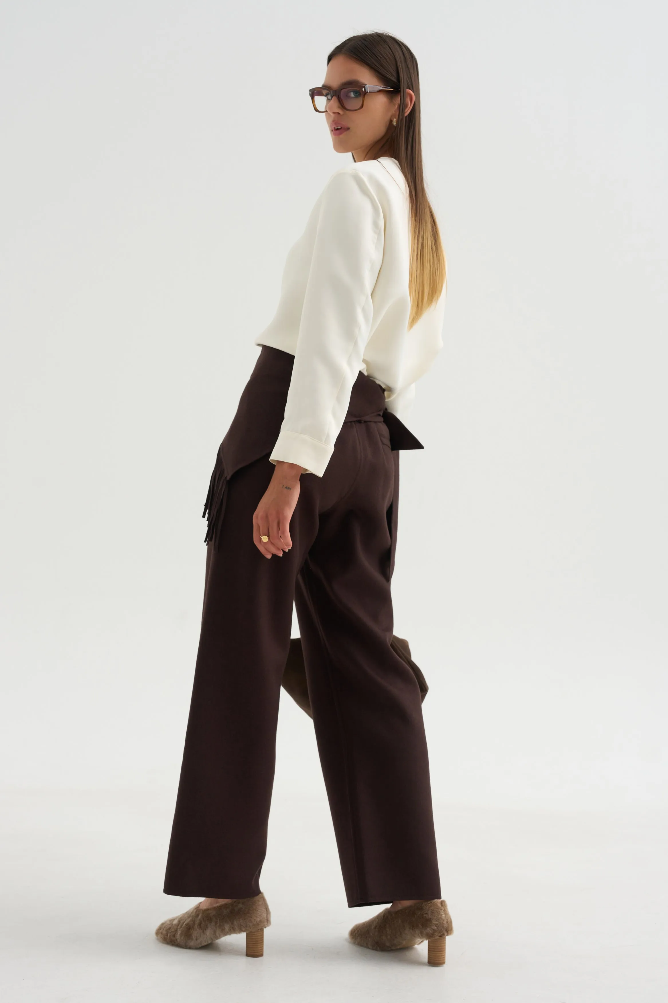 Pull-On Trousers, Chocolate sold by Kick Pleat product image thumbnail 5
