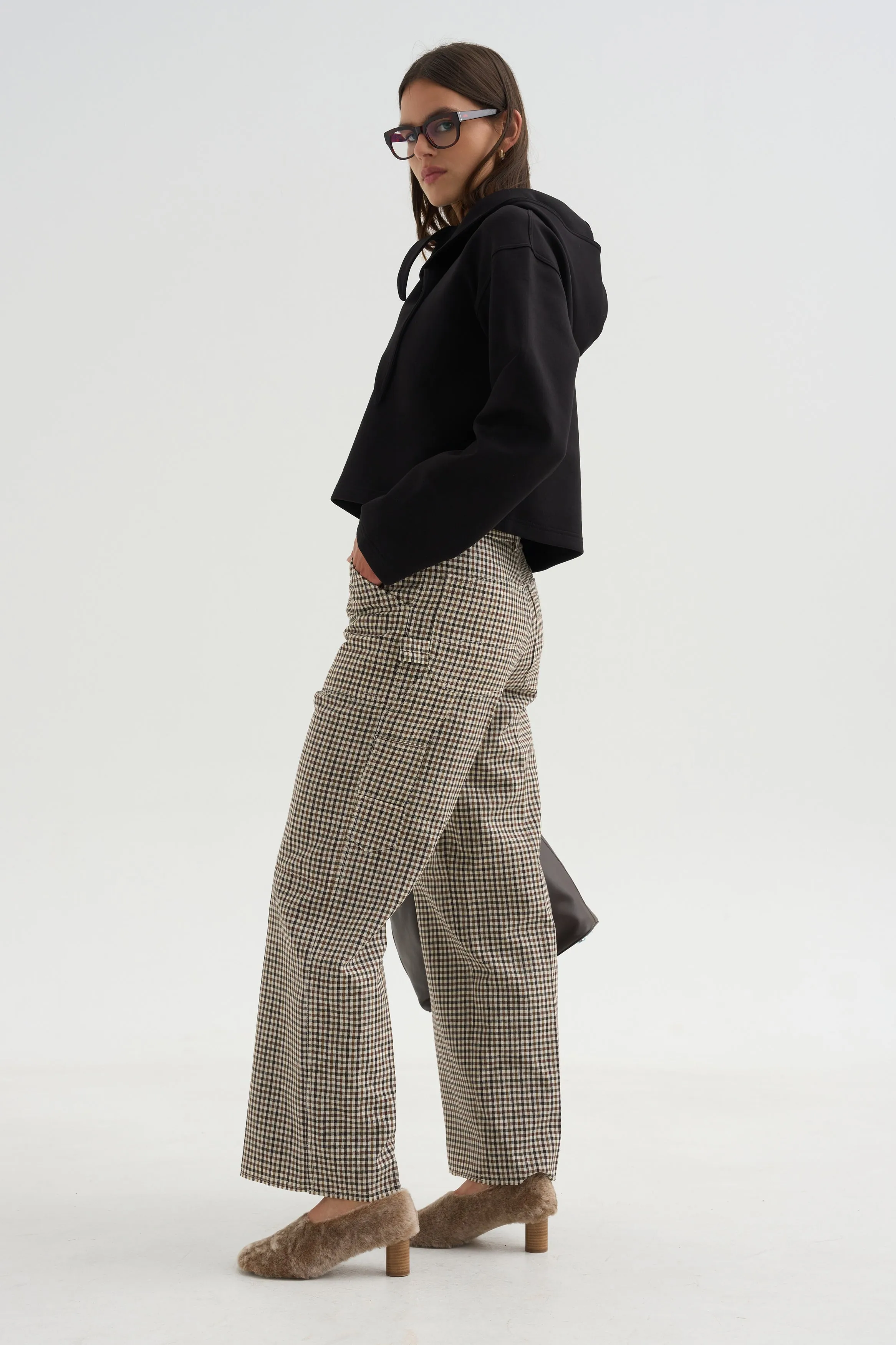 Check Trousers, Black & Cream sold by Kick Pleat product image thumbnail 5