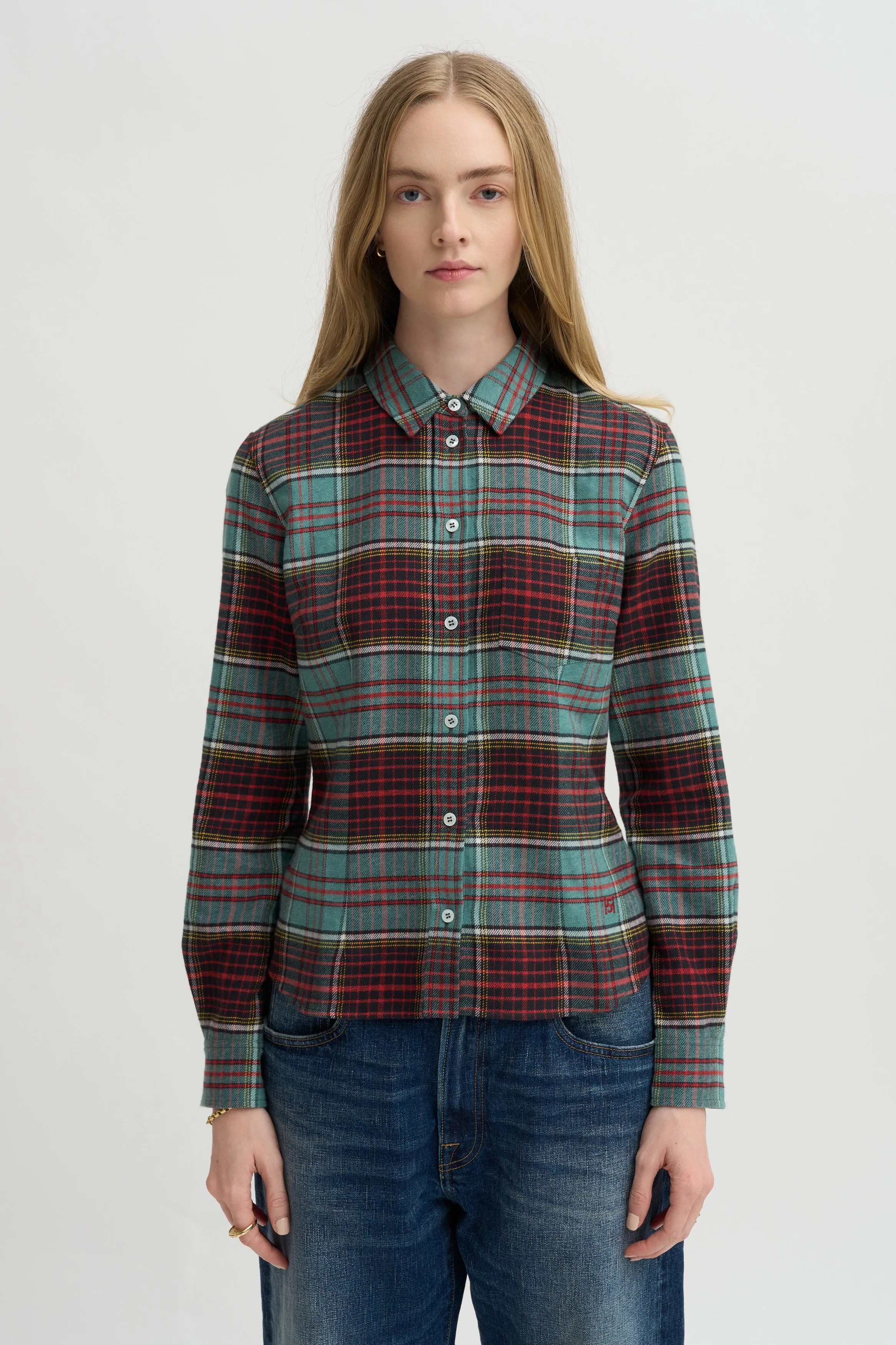 Plaid Kurt Shirt, Sage & Red sold by Kick Pleat product image thumbnail 3