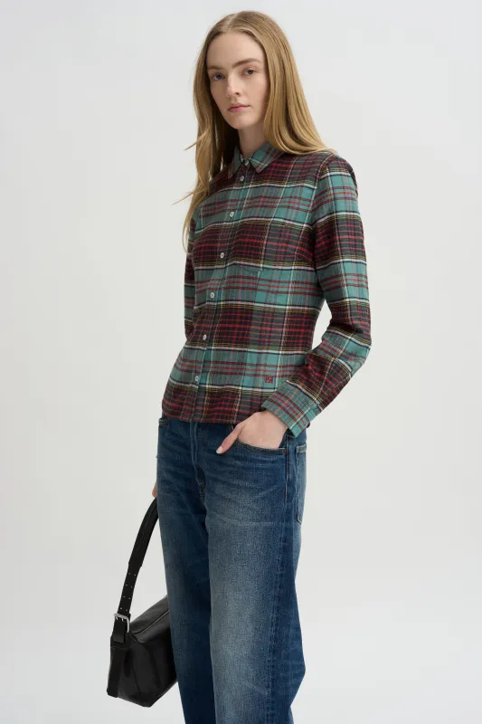 Plaid Kurt Shirt, Sage & Red made by High Sport