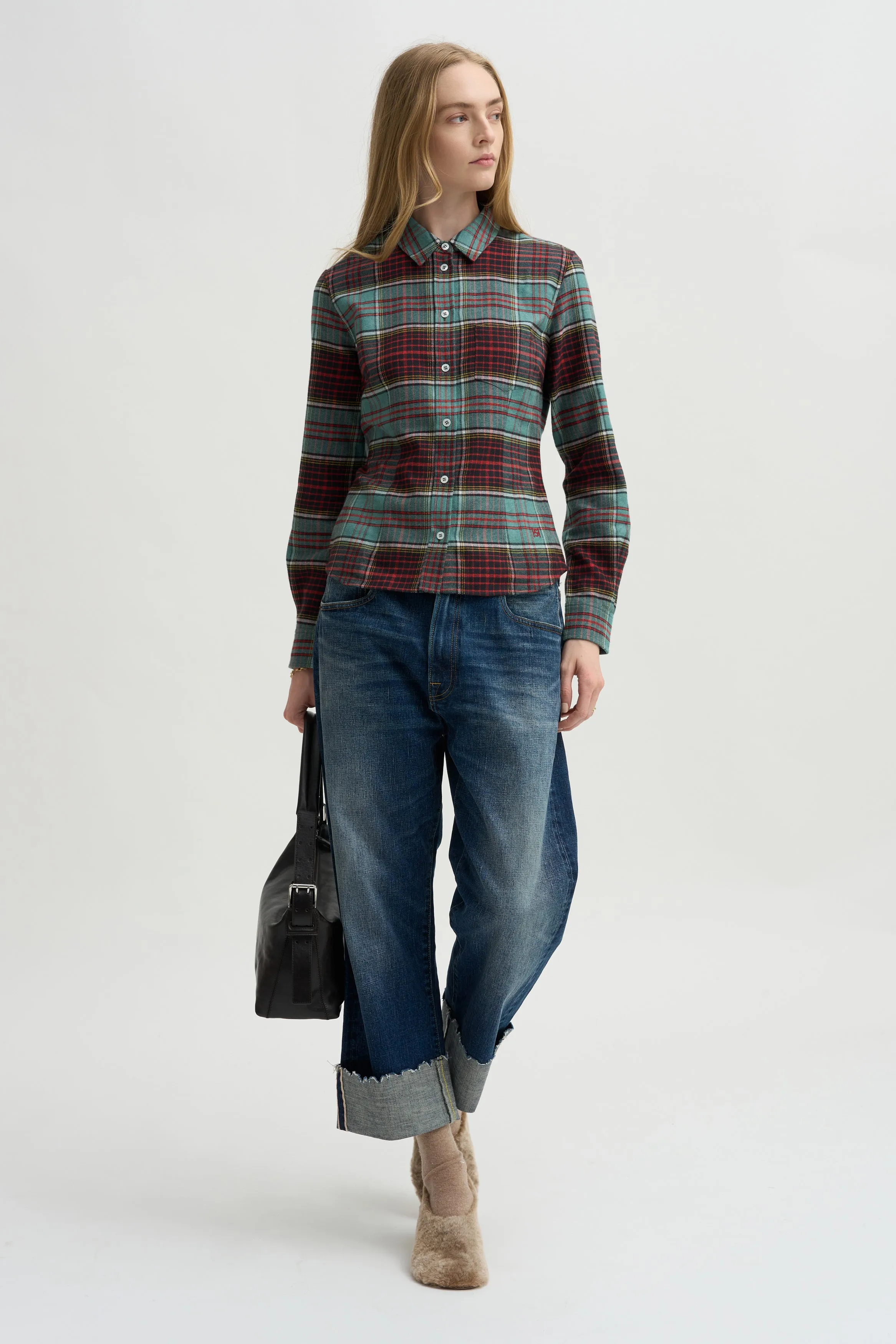 Plaid Kurt Shirt, Sage & Red sold by Kick Pleat product image thumbnail 2