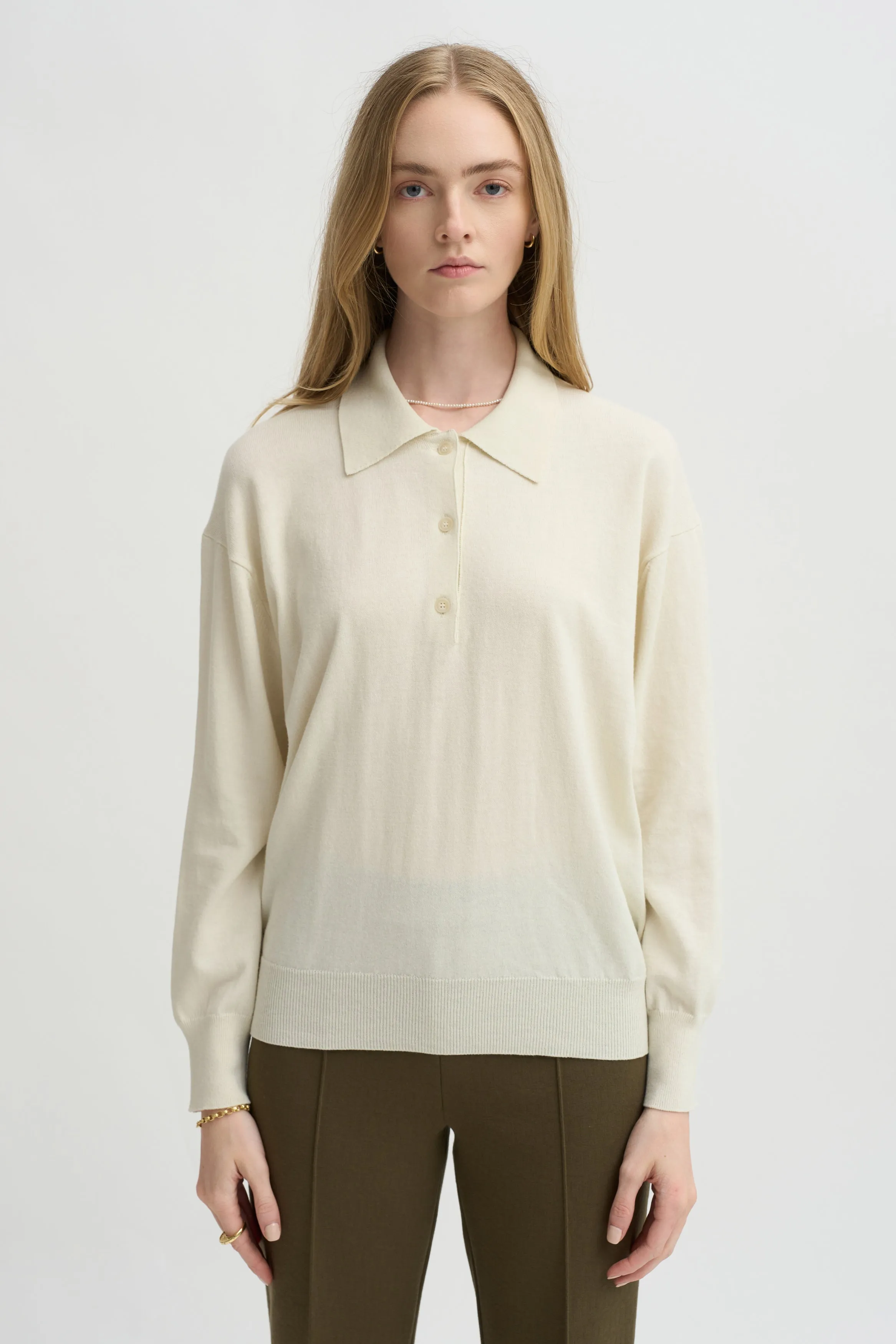 Elyse Oversized Polo, Ivory sold by Kick Pleat product image thumbnail 2