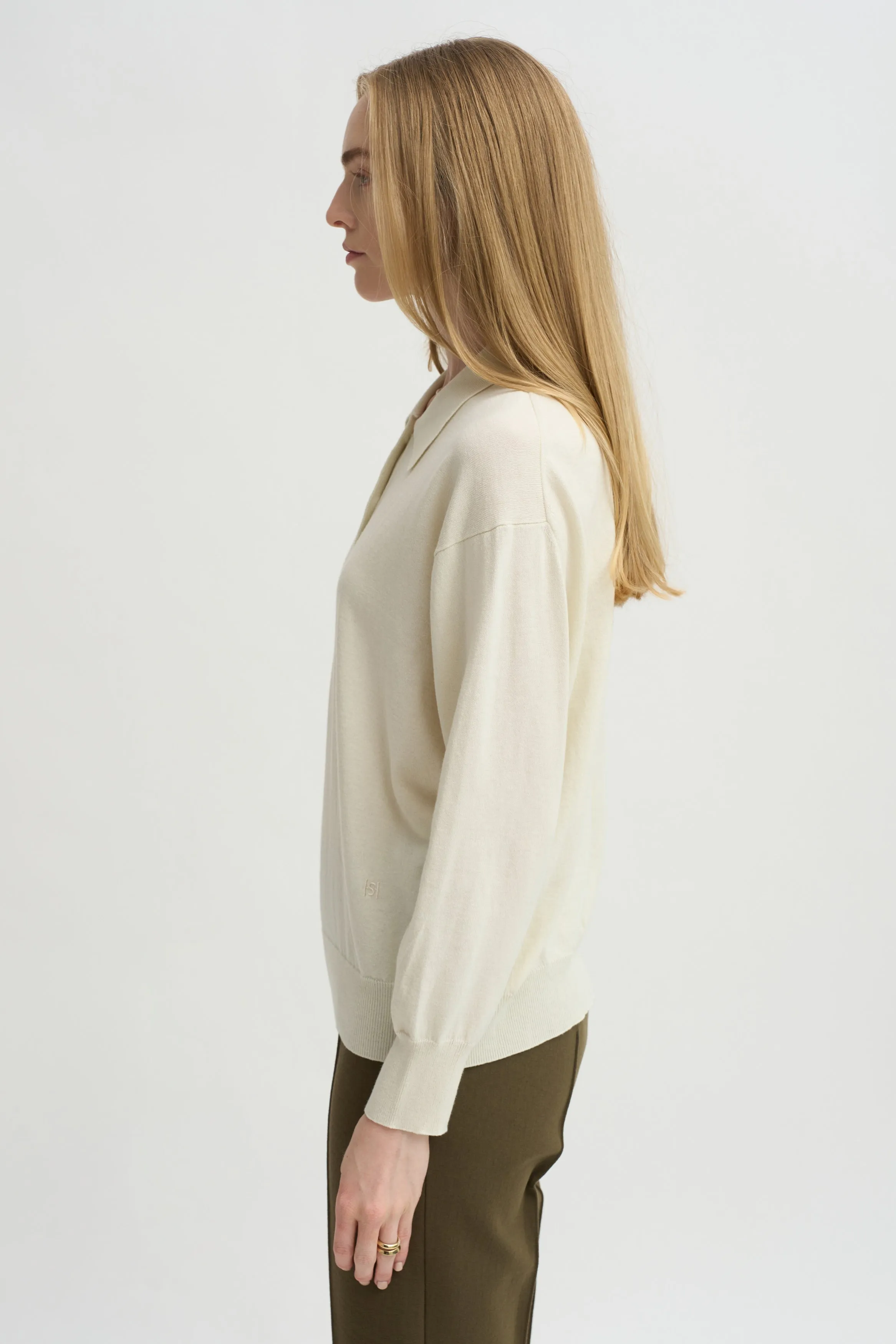 Elyse Oversized Polo, Ivory sold by Kick Pleat product image thumbnail 3