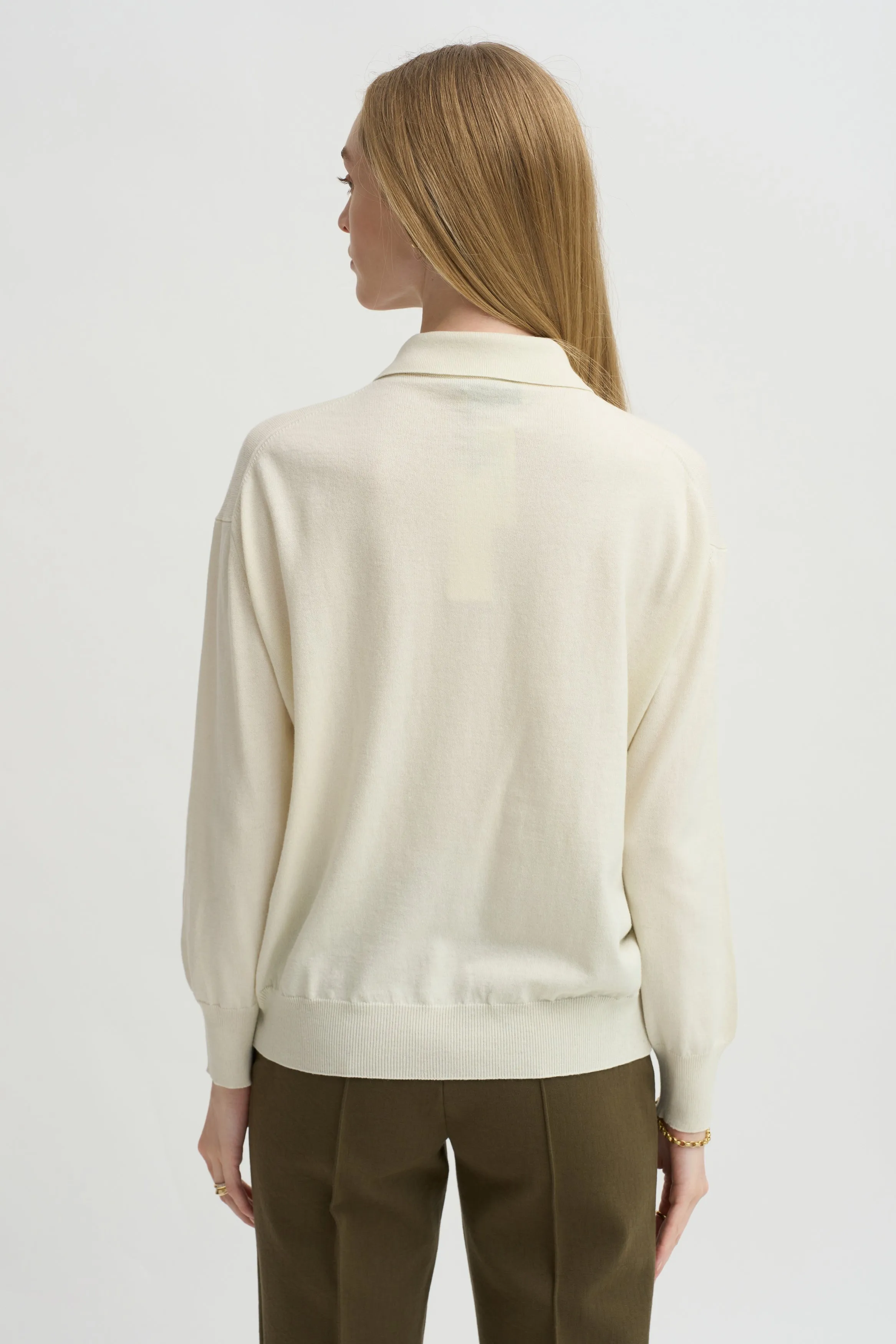 Elyse Oversized Polo, Ivory sold by Kick Pleat product image thumbnail 4