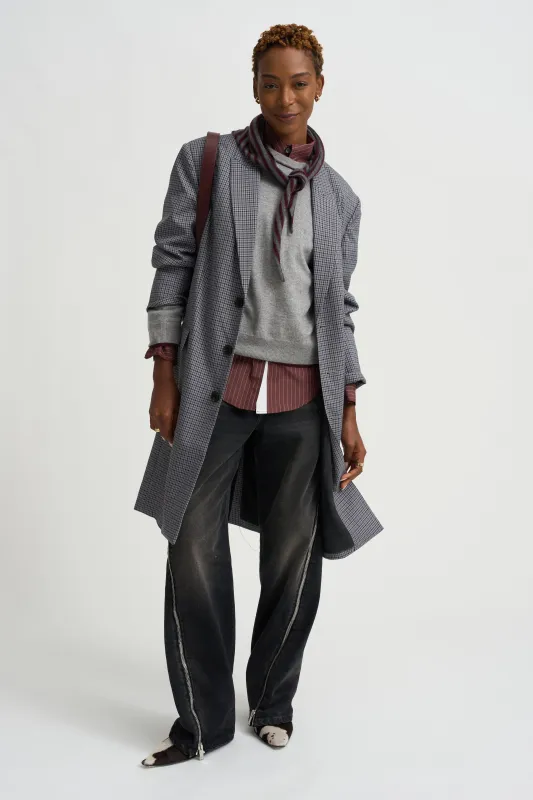 Sadie Cashmere Sweater, Grey & Garnet made by DEMYLEE