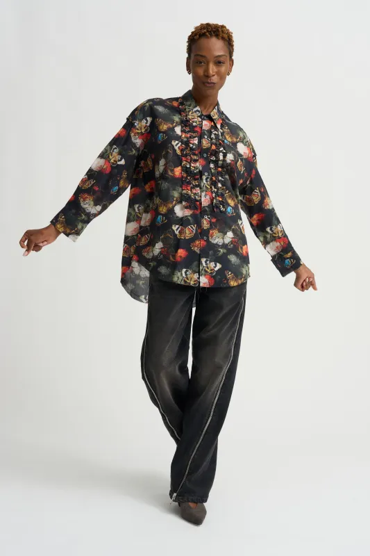 Drop Neck Ruffle Shirt, Butterfly made by R13