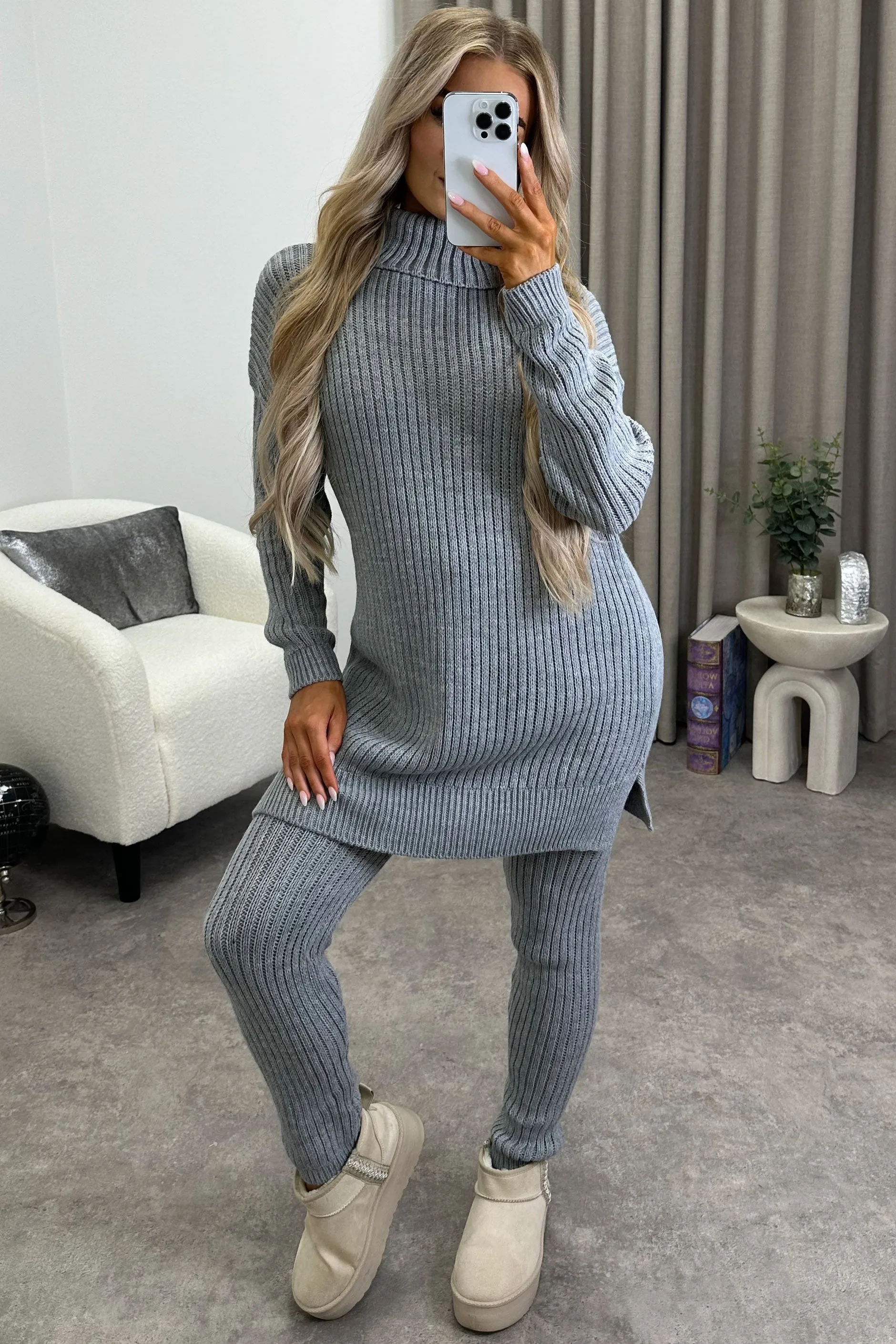 Juniper Grey Oversized Roll Neck Knitted Co-Ord sold by Lasula product image thumbnail 2