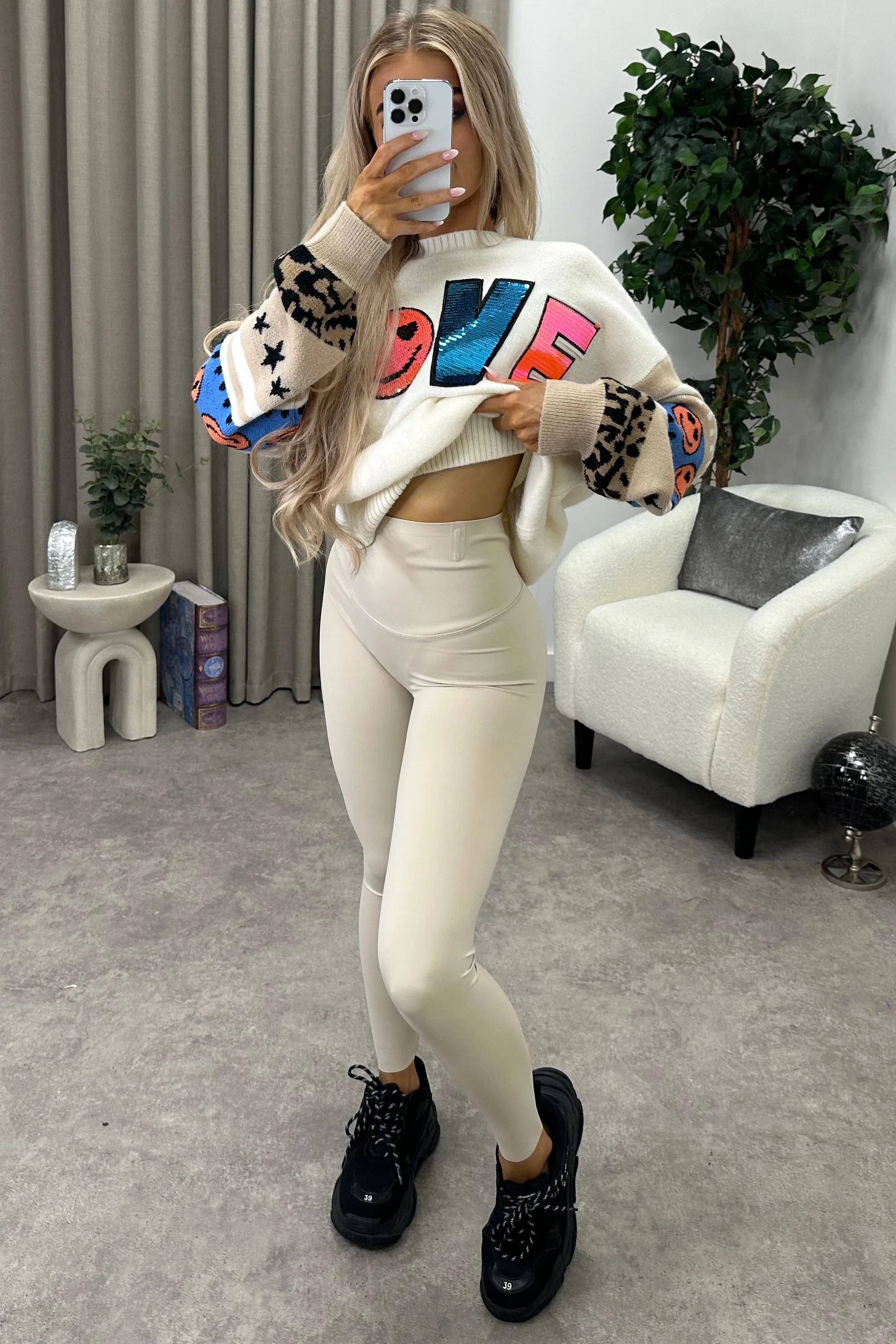 Brooklyn Beige Energy High Waisted Seamless Sculpting Gym Leggings sold by Lasula product image thumbnail 2