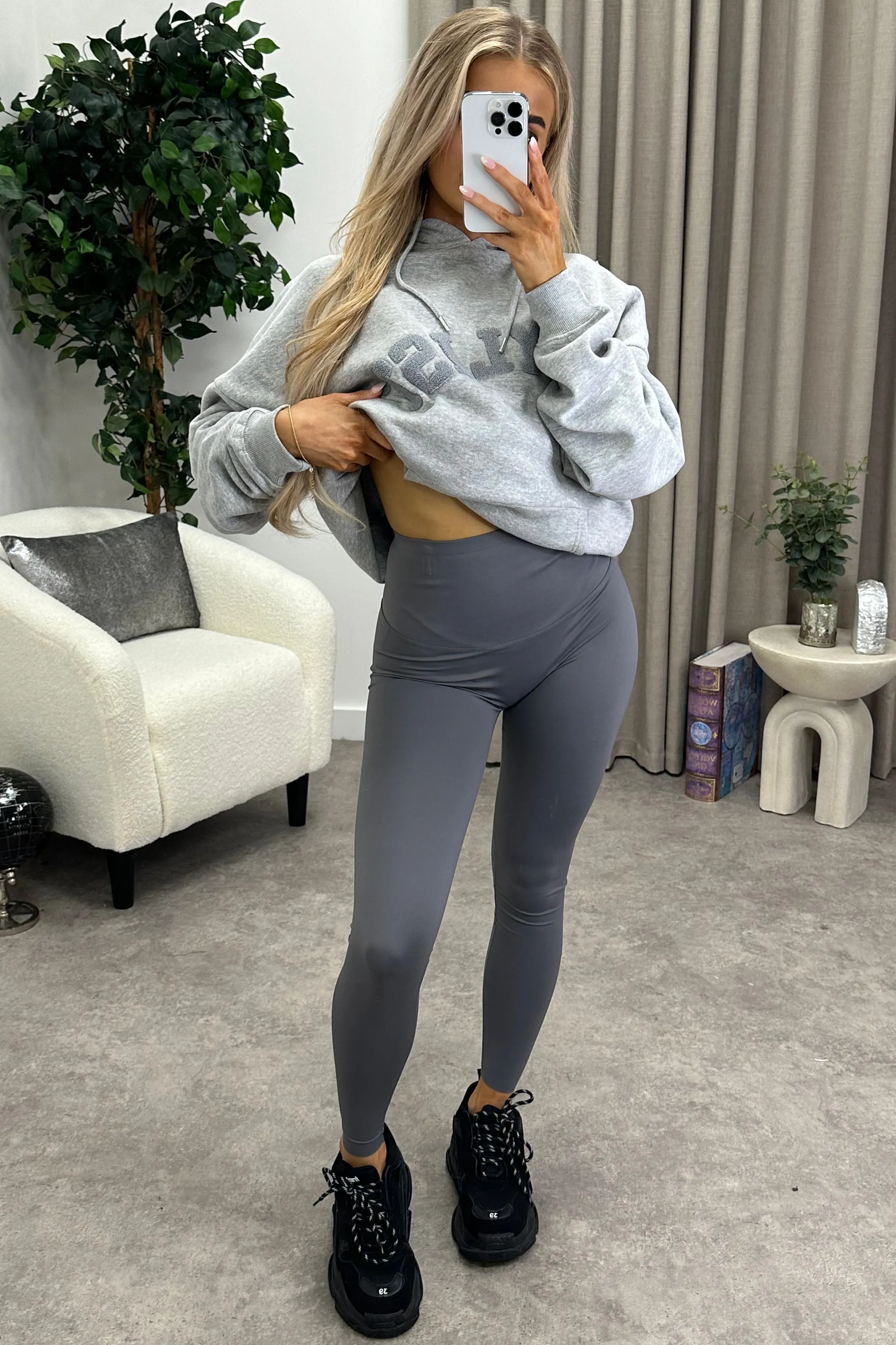 Brooklyn Grey Energy High Waisted Seamless Sculpting Gym Leggings sold by Lasula product image thumbnail 2