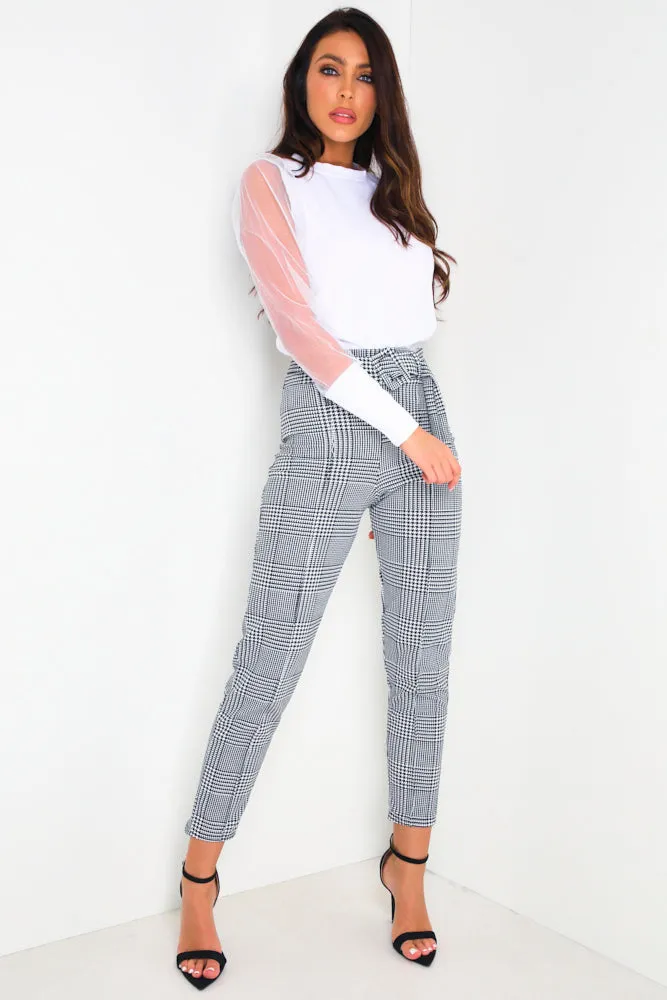 Black & White Houndstooth Belted Trousers sold by Lasula product image thumbnail 2