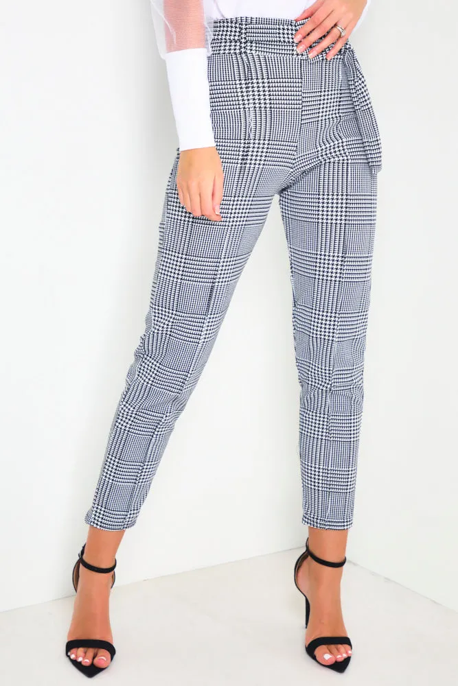 Black & White Houndstooth Belted Trousers sold by Lasula product image thumbnail 3