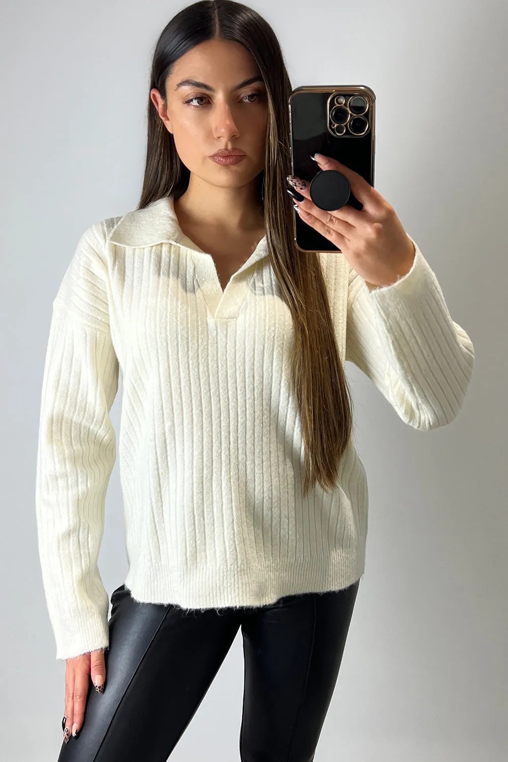 Luella Cream V Neck Collar Knitted Jumper sold by Lasula product image thumbnail 2