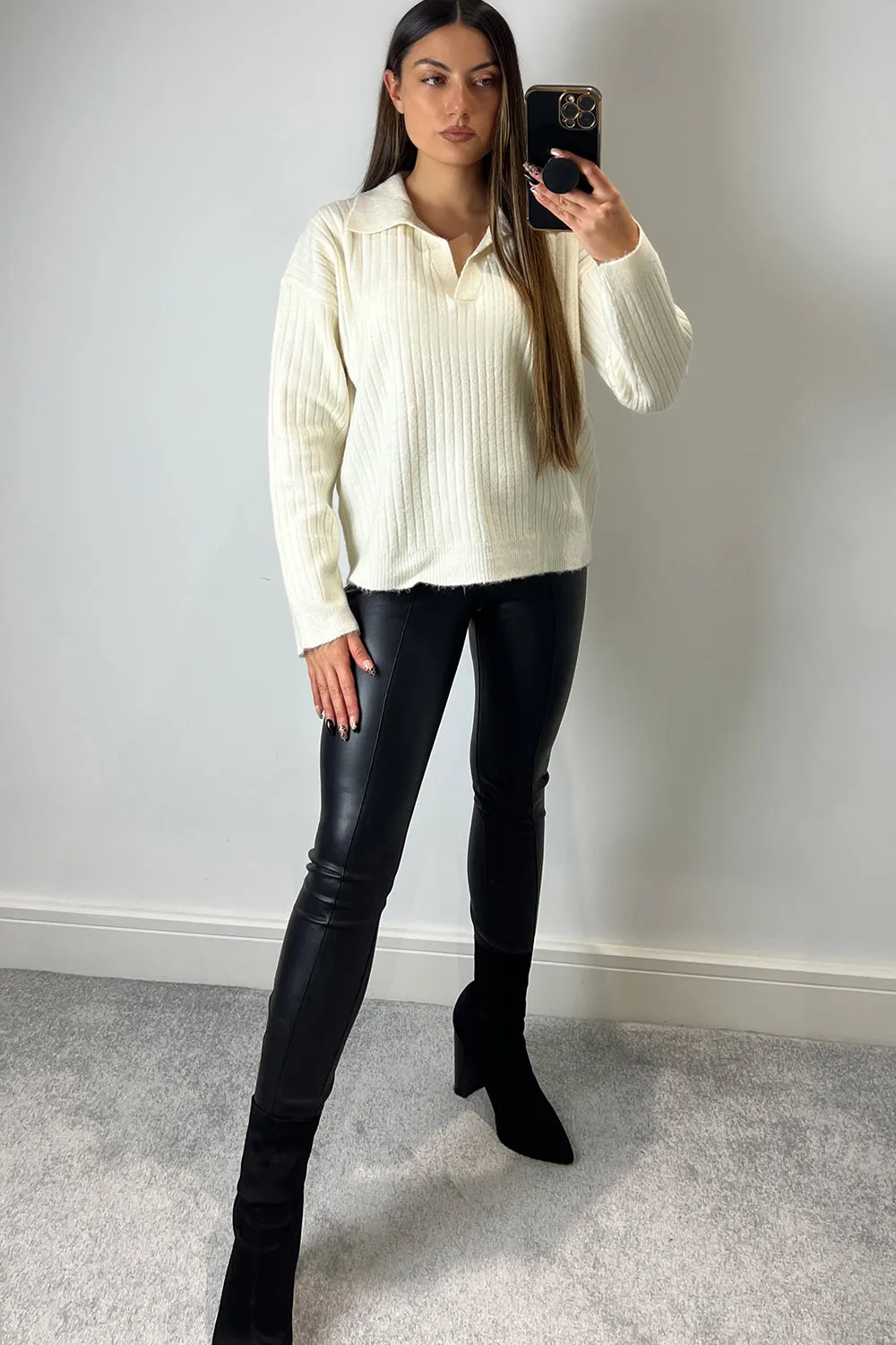 Luella Cream V Neck Collar Knitted Jumper sold by Lasula product image thumbnail 3