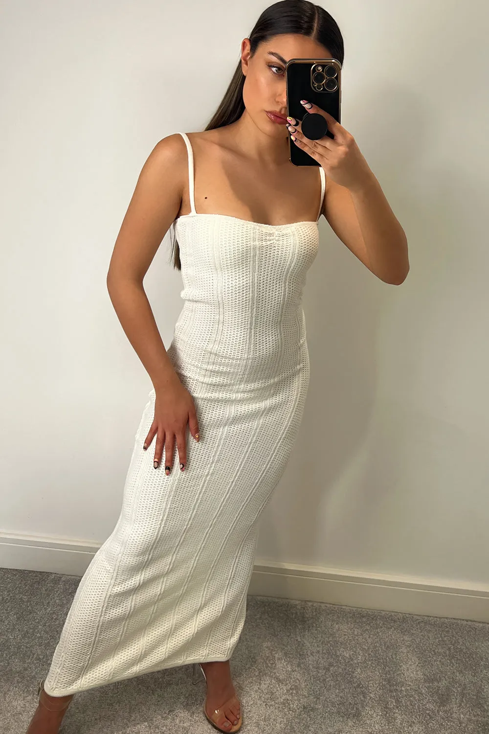 Arabelle Cream Knitted Maxi Dress sold by Lasula product image thumbnail 4