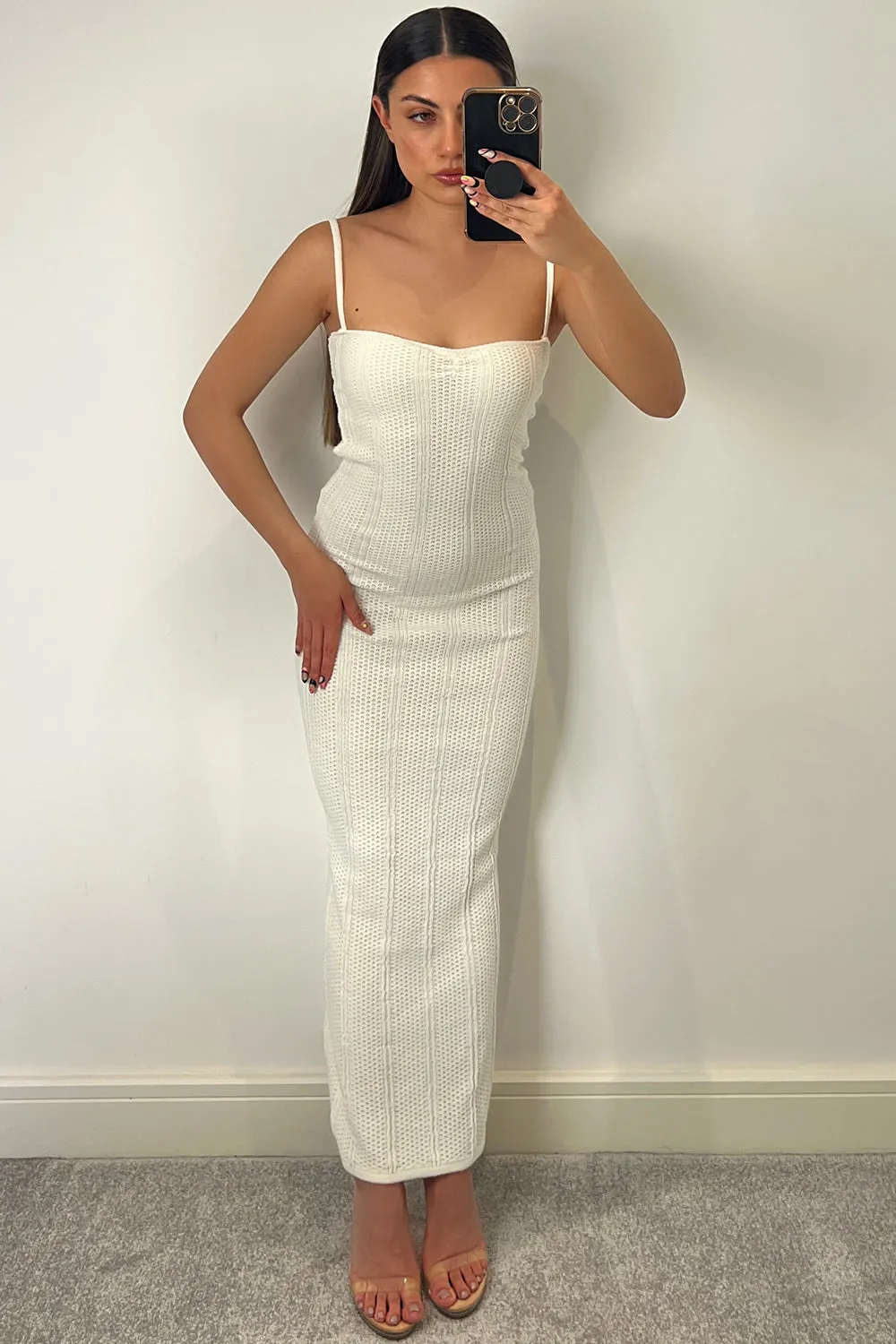 Arabelle Cream Knitted Maxi Dress sold by Lasula product image thumbnail 5