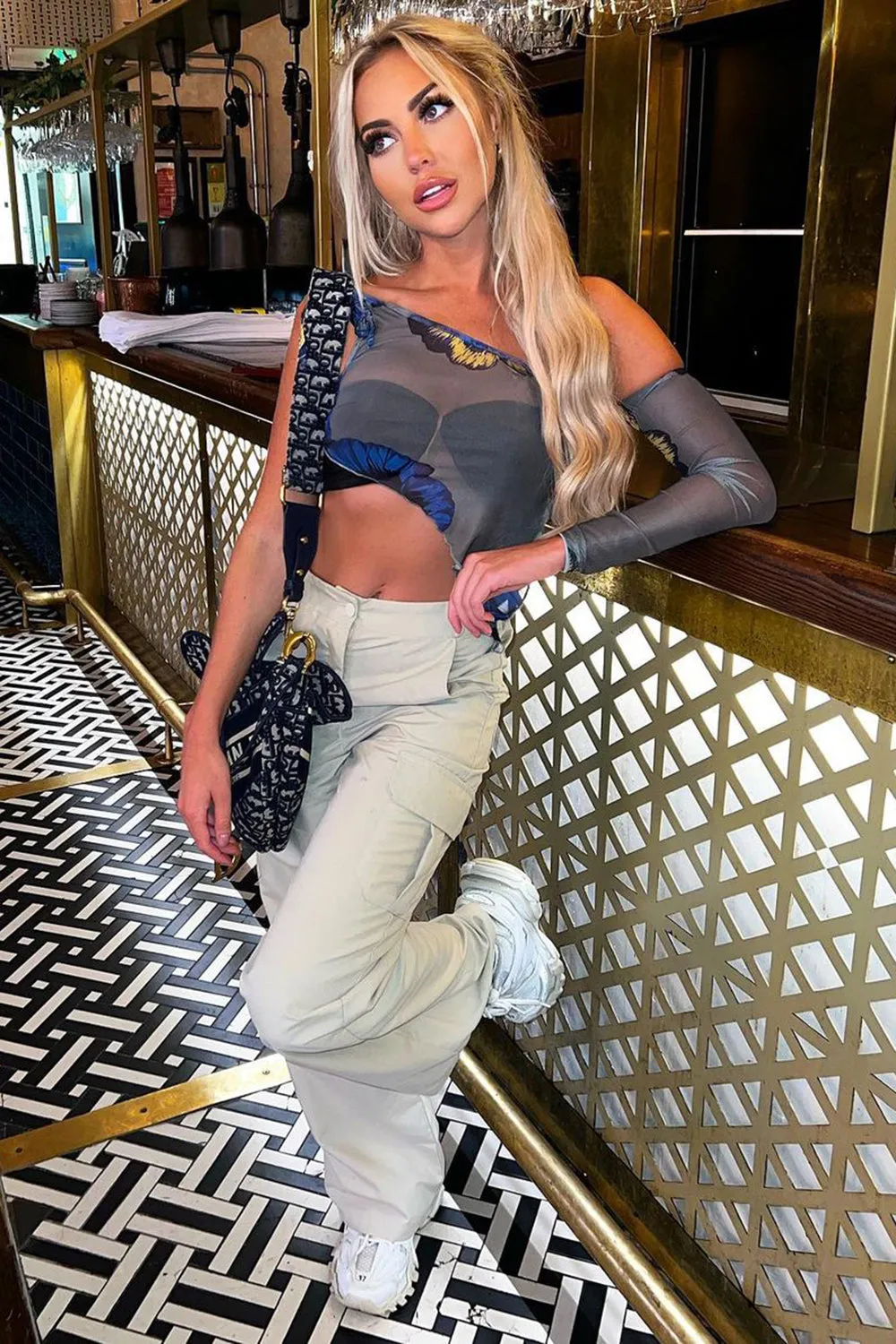 Bianca Beige Pocket Detail Wide Leg Cargo Trousers sold by Lasula product image thumbnail 4