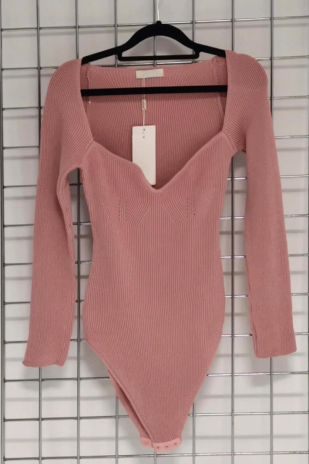 Skye Pink Ribbed Long Sleeve Knit Bodysuit sold by Lasula product image thumbnail 2