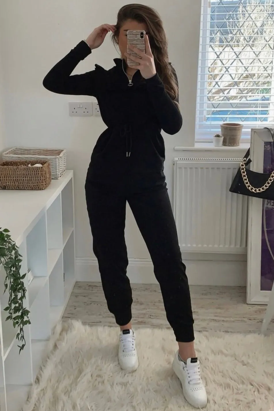 Black Frill Gathered Waist Top and Trousers Co-Ord Set sold by Lasula product image thumbnail 2