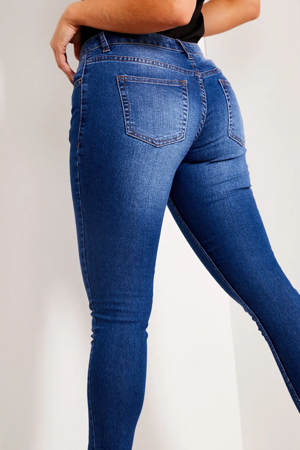 Dark Blue High Waisted Skinny Jeans sold by Lasula product image thumbnail 4