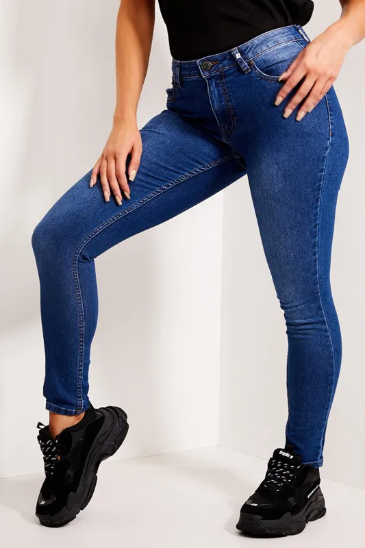 Dark Blue High Waisted Skinny Jeans made by Lasula