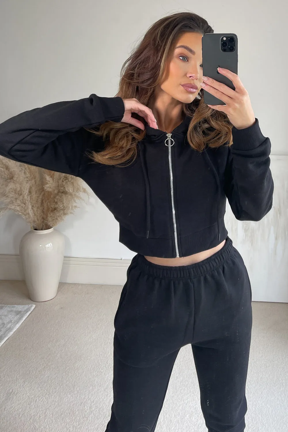 Kayti Black Zip Hoodie and Joggers Loungewear Set sold by Lasula product image thumbnail 2