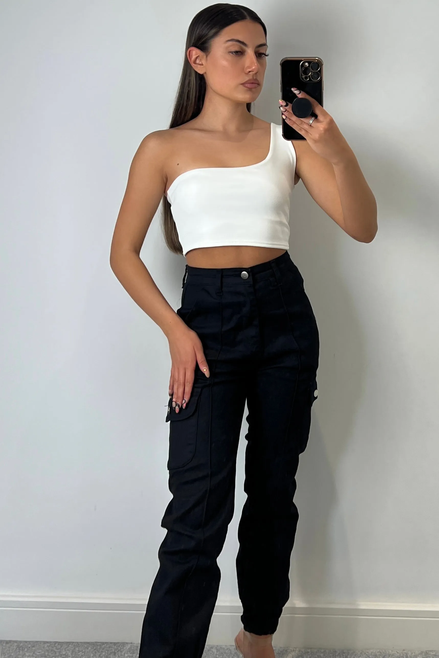 Ariaa White One Shoulder Crop Top sold by Lasula product image thumbnail 2