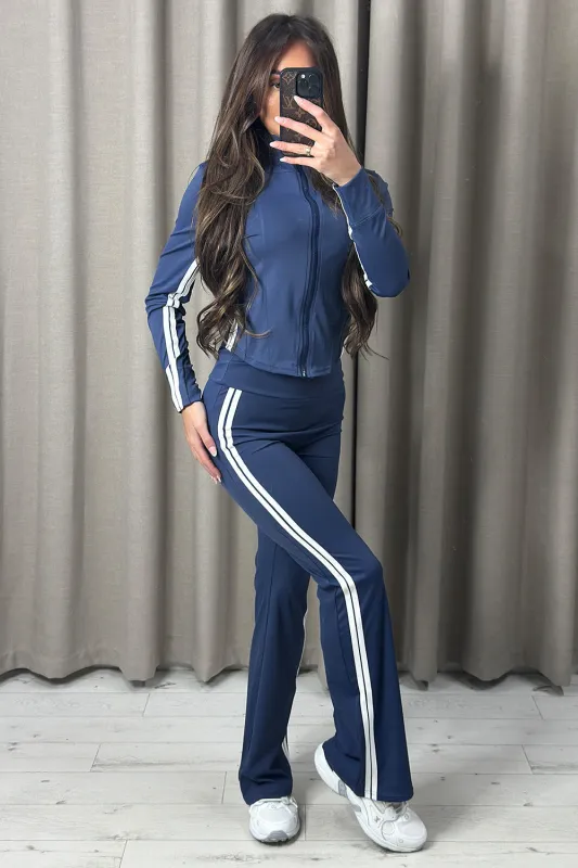 Gillie Navy Two Piece Side Stripe Gym Set sold by Lasula
