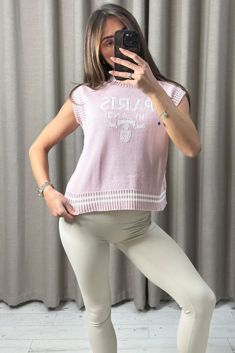Avanna Pink Paris Milano Knitted Vest Top sold by Lasula product image thumbnail 2