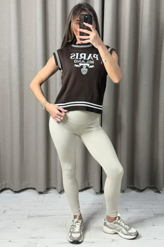 Avanna Brown Paris Milano Knitted Vest Top made by Lasula