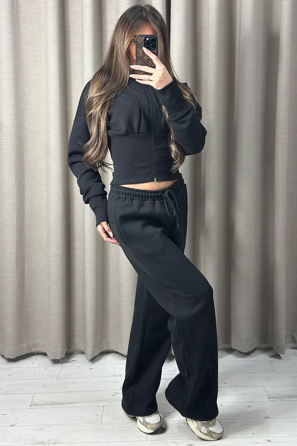 Mirissa Black Zip Up Jacket and Wide Leg Tracksuit sold by Lasula product image thumbnail 3