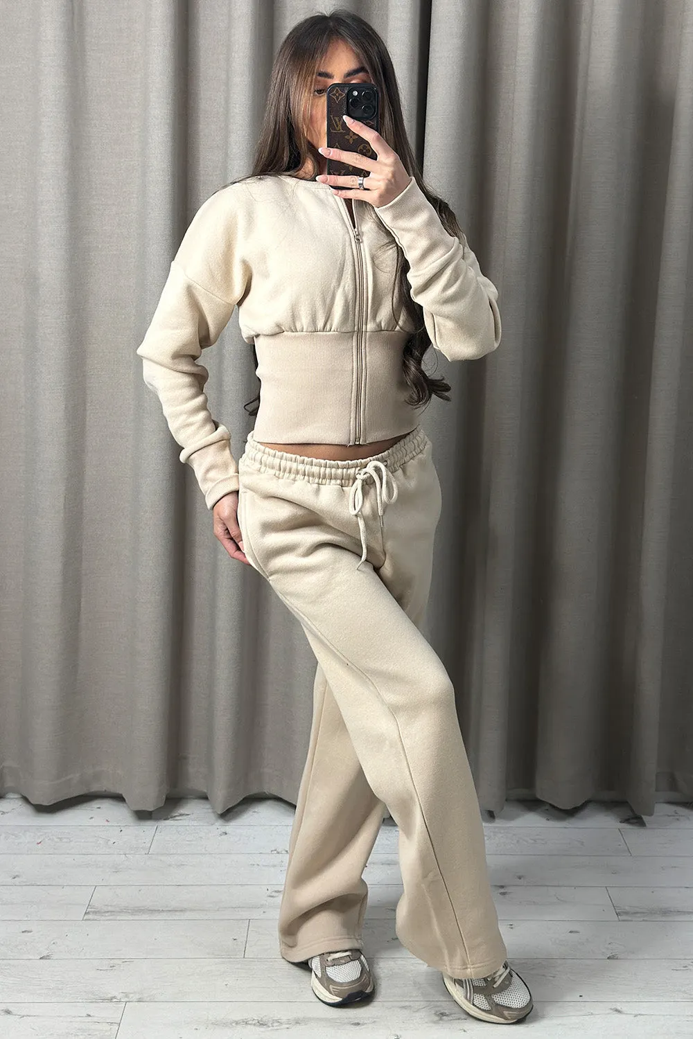 Mirissa Beige Zip Up Jacket and Wide Leg Tracksuit sold by Lasula product image thumbnail 2