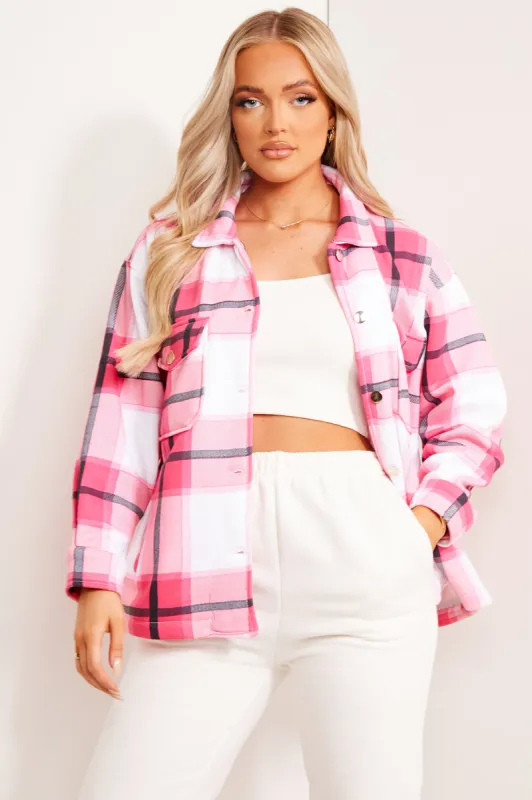 Darcy Red Check Oversized Shacket sold by Lasula