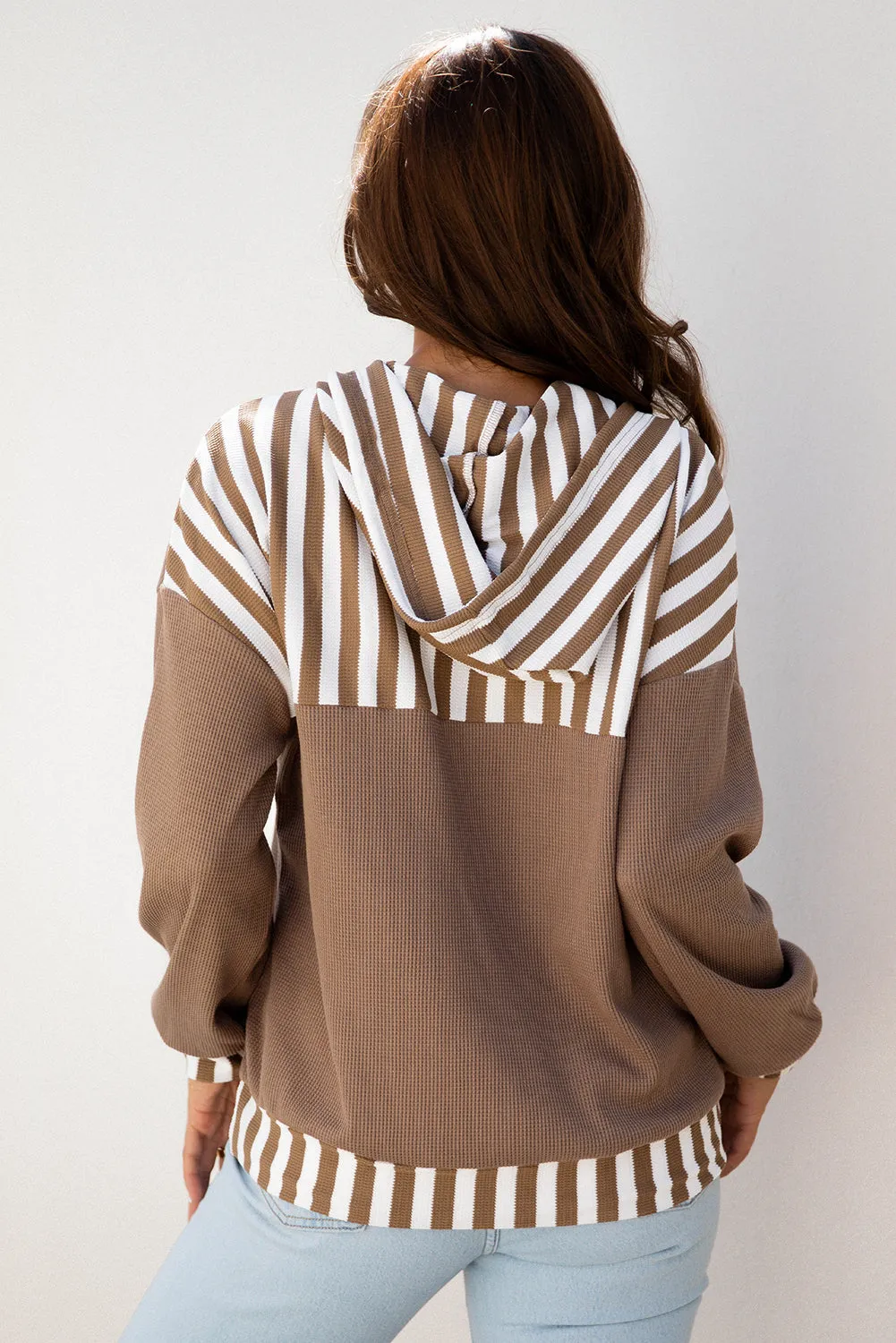 Tilly Striped Patchwork Drawstring Hoodie sold by Threaded Pear product image thumbnail 2