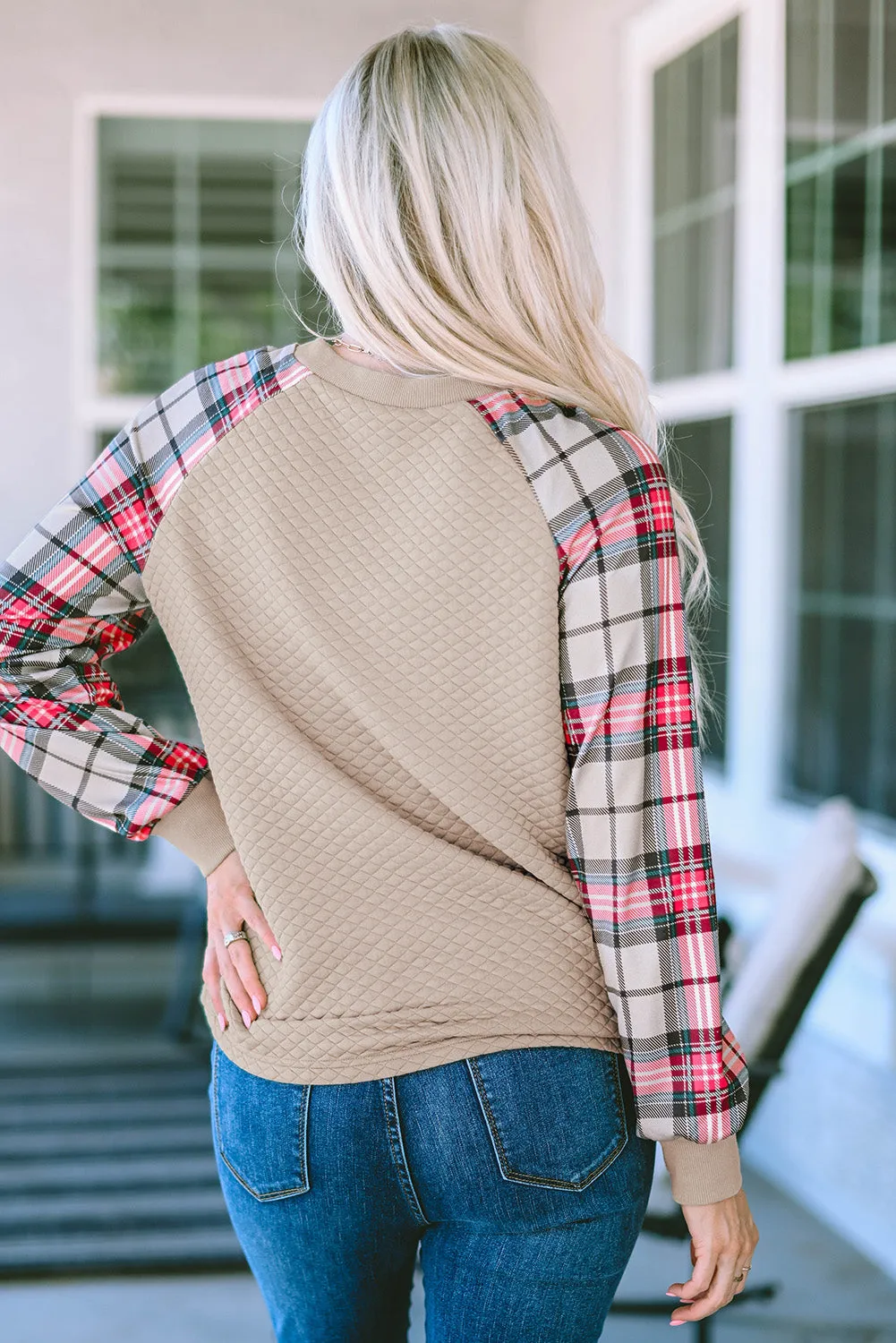 Alina Plaid Raglan Sleeve Sweatshirt sold by Threaded Pear product image thumbnail 2