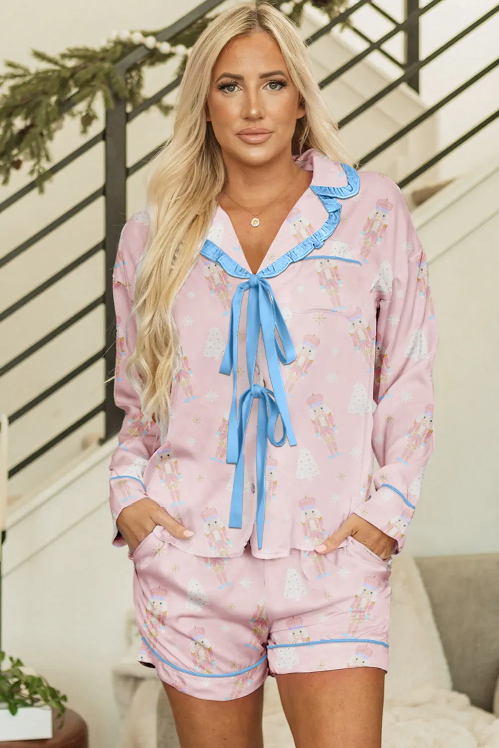 Ariel Shorts Pajama Set Long Sleeve Top sold by Threaded Pear product image thumbnail 3