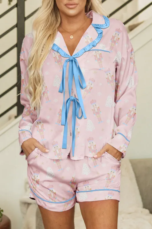 Ariel Shorts Pajama Set Long Sleeve Top made by Threaded Pear