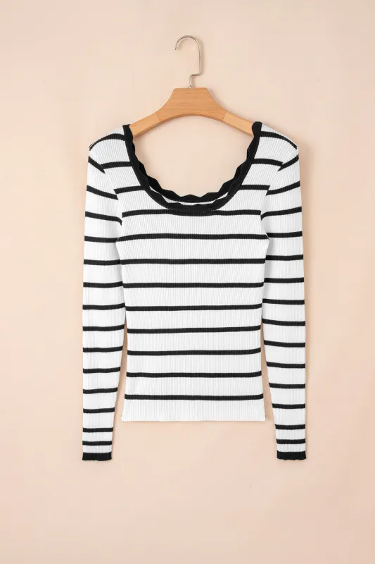 Sutton Striped Ribbed Slim Sweater sold by Threaded Pear