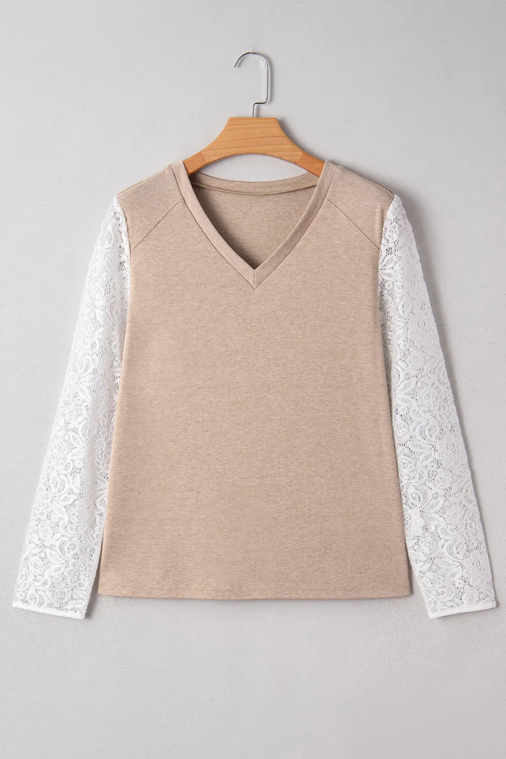 Penny Contrast Lace Patchwork Long Sleeve Top sold by Threaded Pear