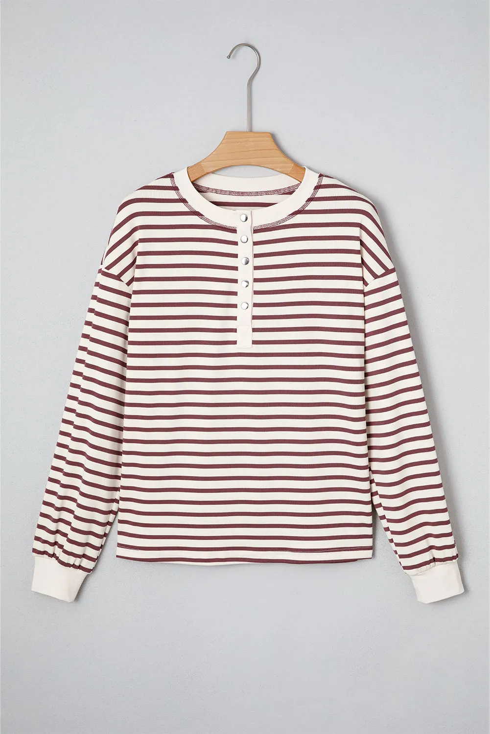 Margaret Sleeve Henley top Long Sleeve Top sold by Threaded Pear