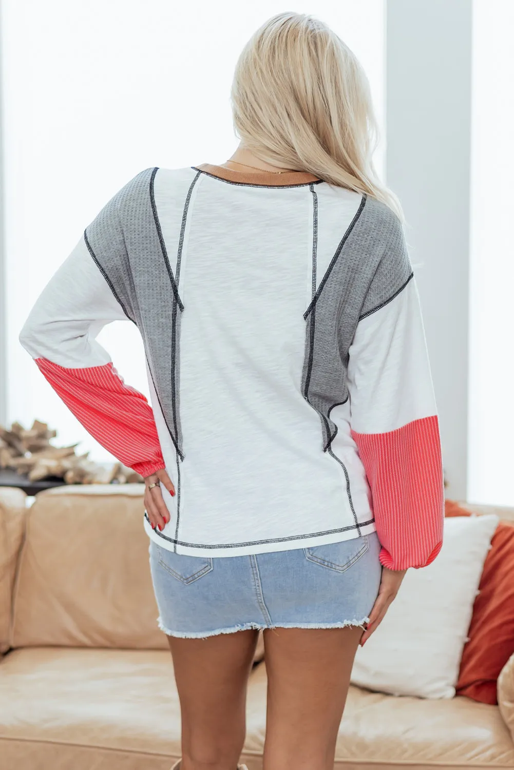 Everlee Knit Patchwork Casual Top sold by Threaded Pear product image thumbnail 2